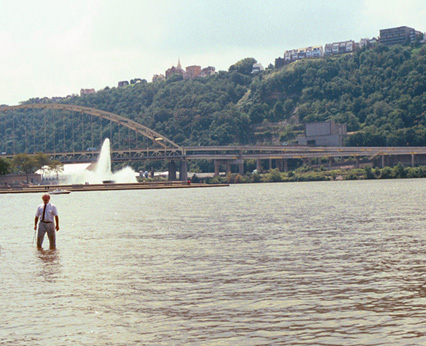 Tim Collins walks on water at Point State Park Pittsburgh