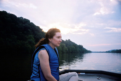 Valerie Lucas on the 3r2n boat on the river