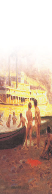 painting boat river bathers